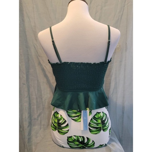 Green Tankini Bikini Tropical size medium - Picture 2 of 2